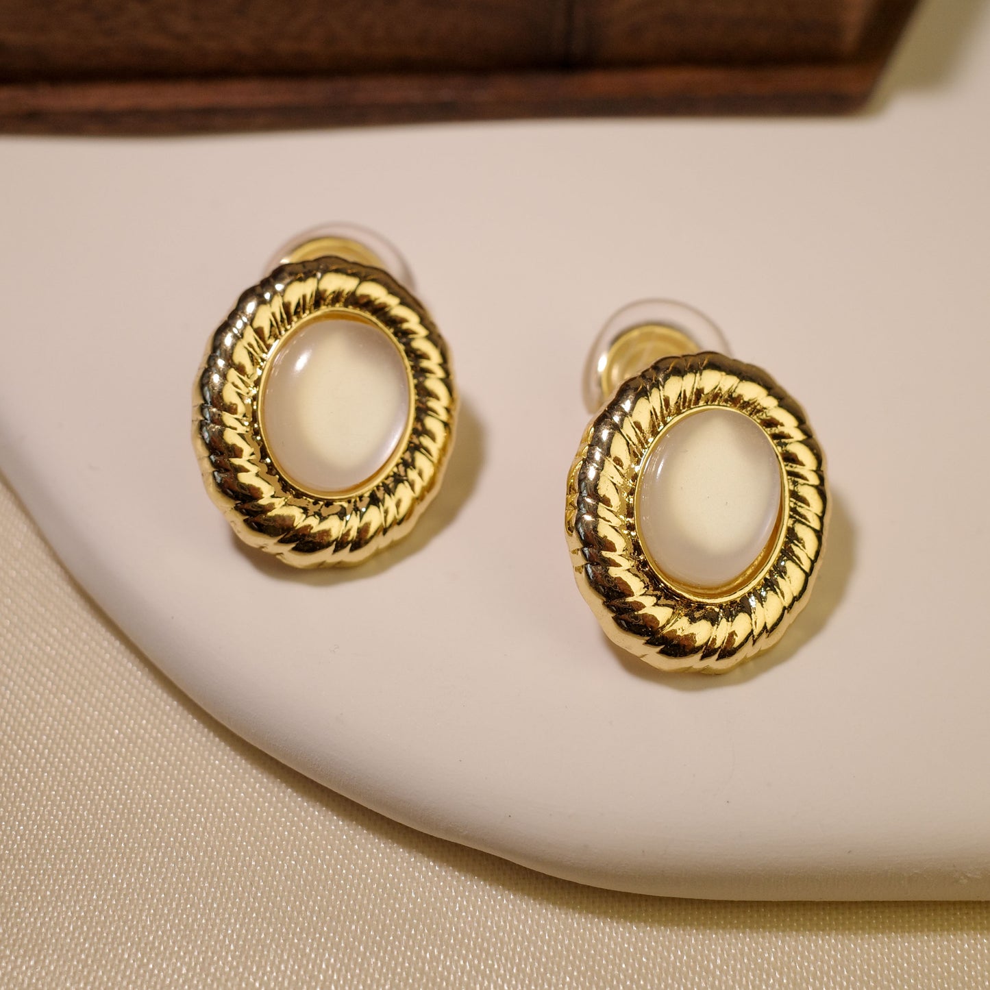 Satin Shell Clip-On Earrings