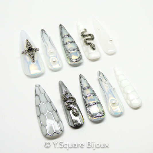 < Viper >Y.Square Faux Ongles Fait Main Réutilisables