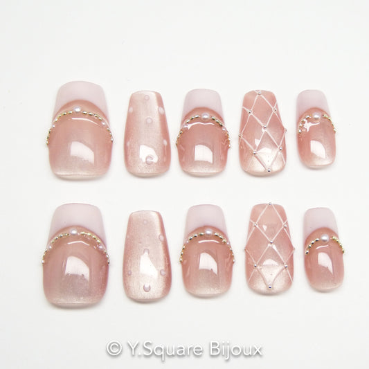 < Ballerina 2.0 > Y.Square Faux Ongles Fait Main Réutilisables