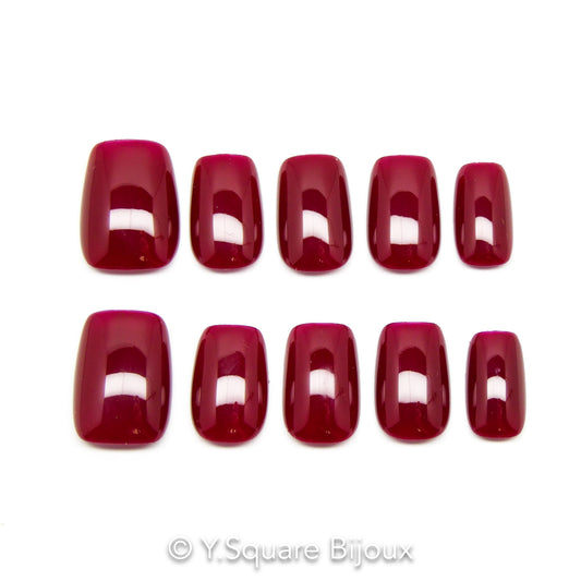 < Bordeaux >Y.Square Faux Ongles Fait Main Réutilisables