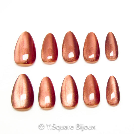 < Brique > Y.Square Faux Ongles Fait Main Réutilisables