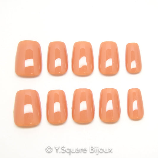 < Corail > Y.Square Faux Ongles Fait Main Réutilisables
