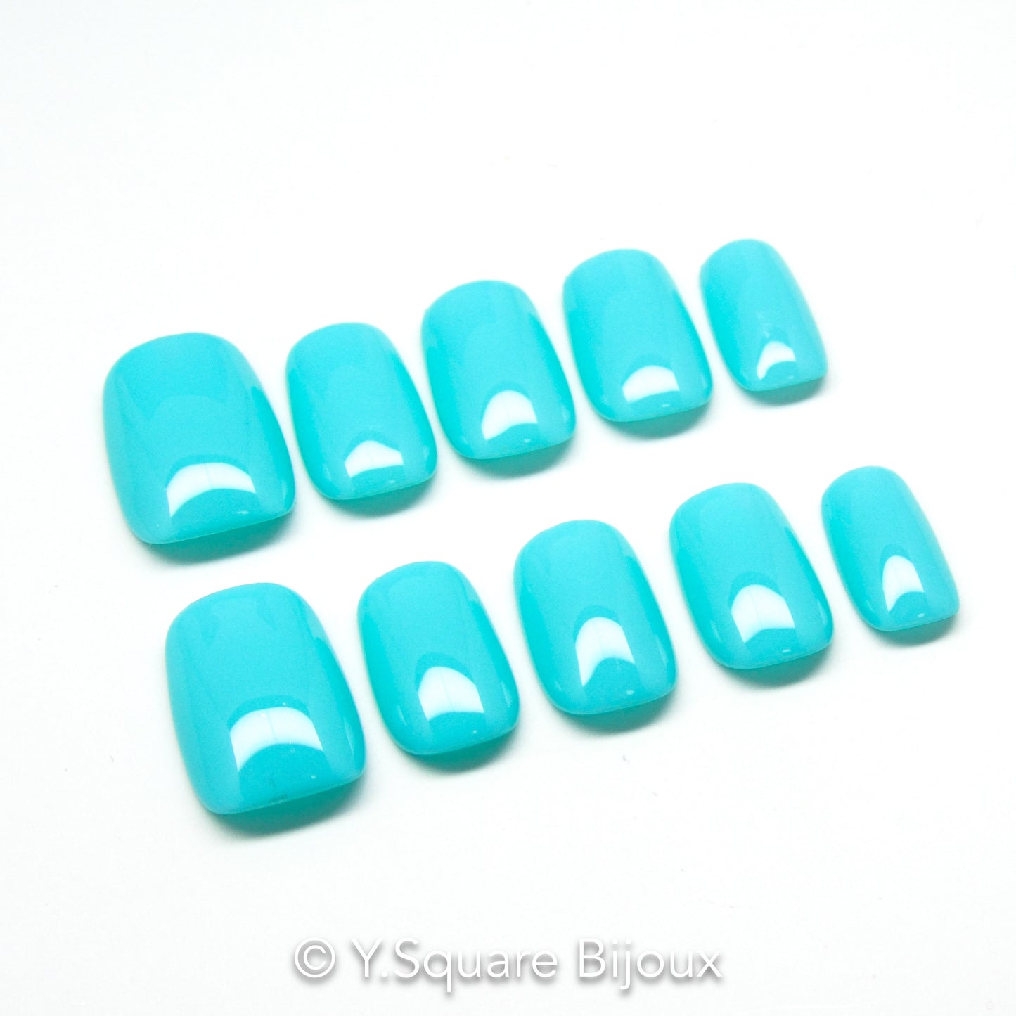 < Lagoon > Y.Square Faux Ongles Fait Main Réutilisables