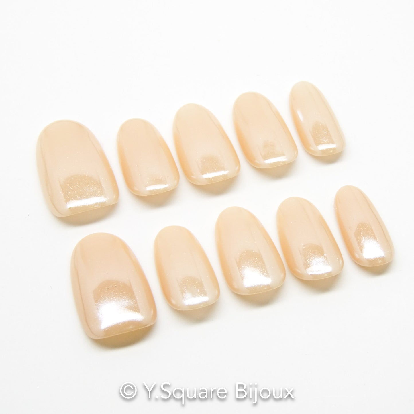 < Nude Nacré > Y.Square Press On Nails / Faux Ongles Réutilisables