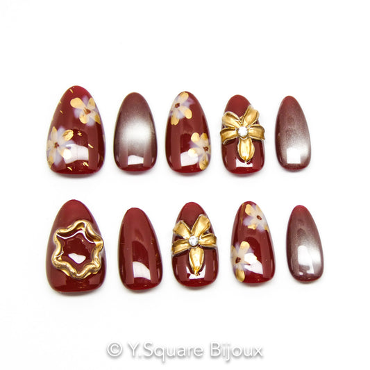 < Pécan Grillé > Y.Square Faux Ongles Fait Main Réutilisables