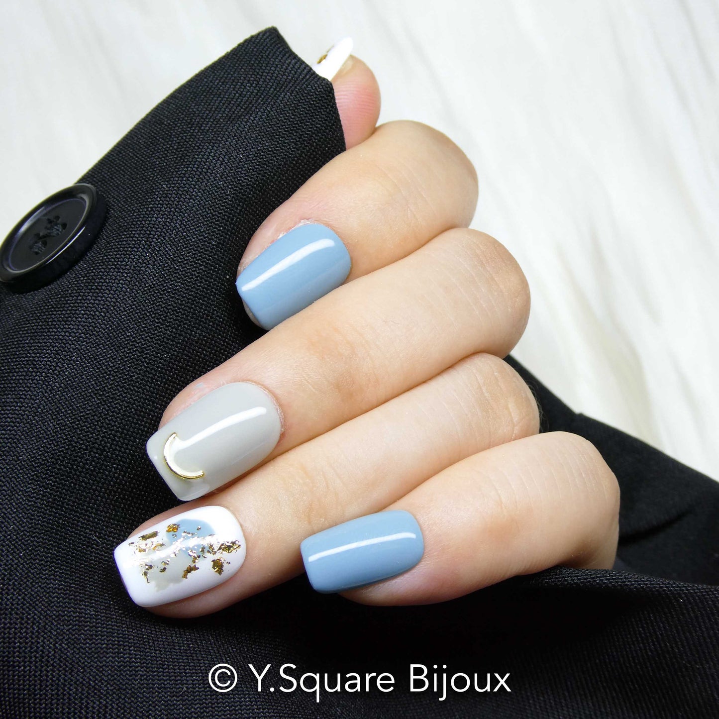 < Silver Lining > Y.Square Press On Nails / Faux Ongles Réutilisables