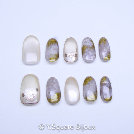 < Versailles >Y.Square Faux Ongles Fait Main Réutilisables