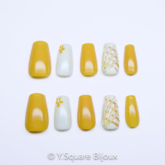 < Zest >Y.Square Faux Ongles Fait Main Réutilisables