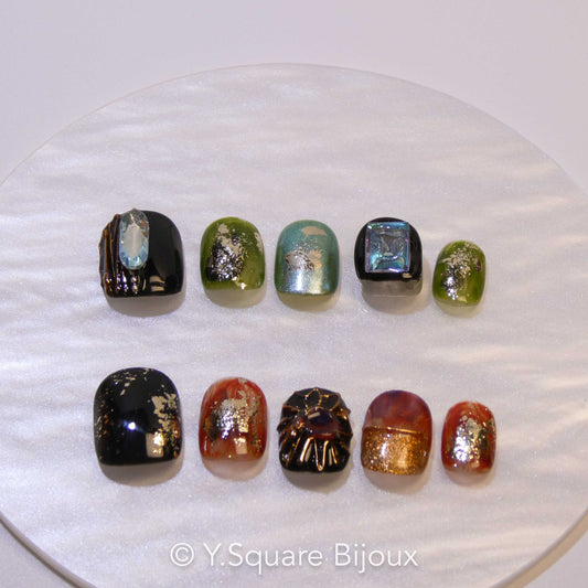 < Écho Baroque >Y.Square Press On Nails / Faux Ongles Réutilisables