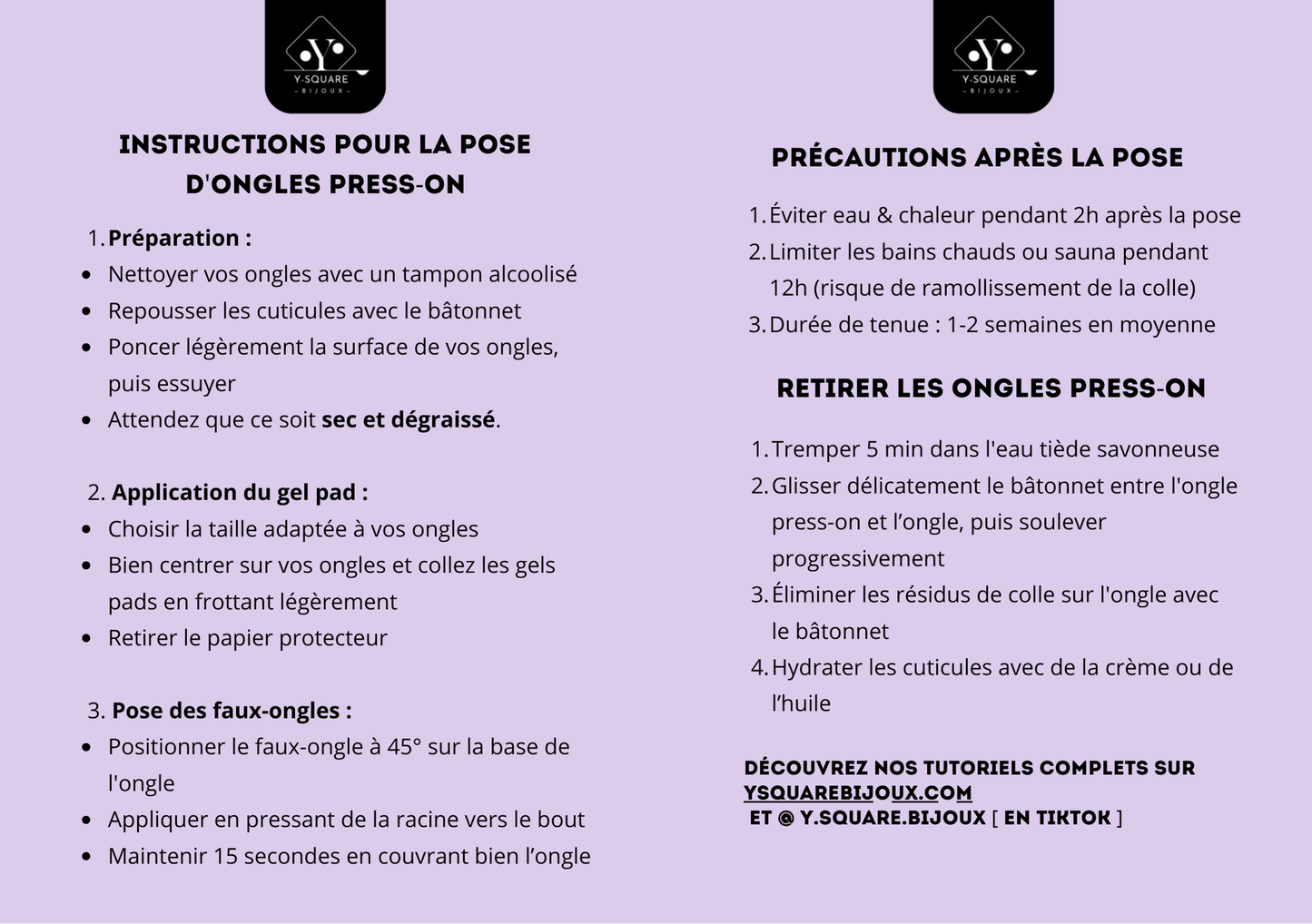 <Châtaigne> Y.Square Ongles Press On / Faux Ongles réutilisables