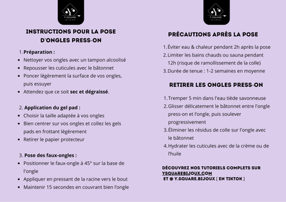 <Châtaigne> Y.Square Ongles Press On / Faux Ongles réutilisables