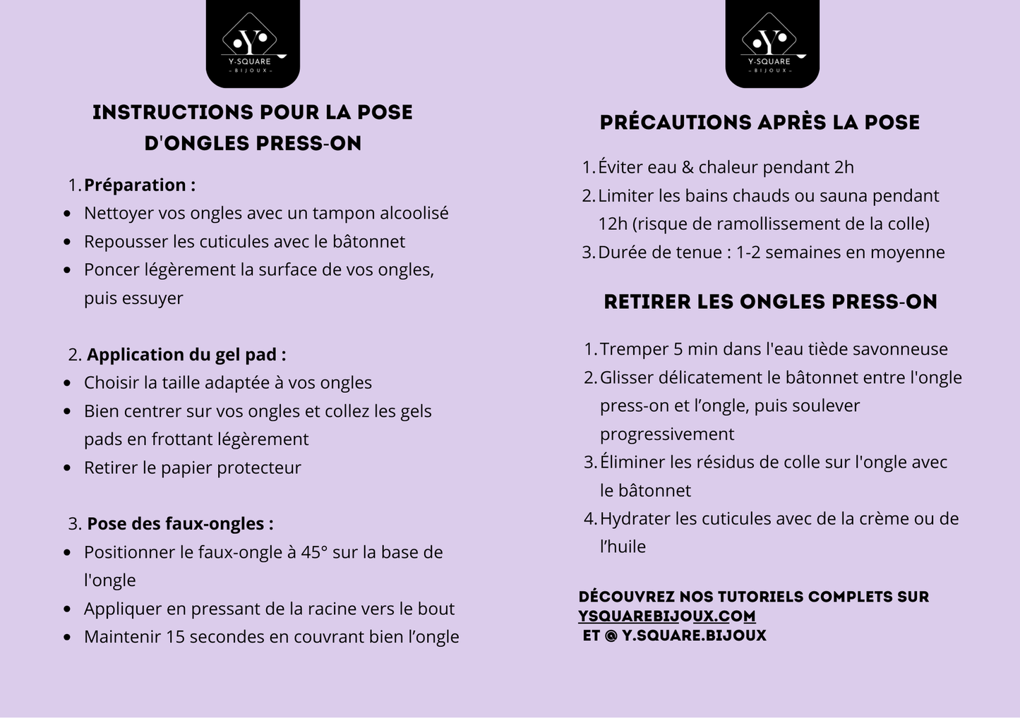 <Glacier> Y.Square Ongles Press On / Faux Ongles réutilisables