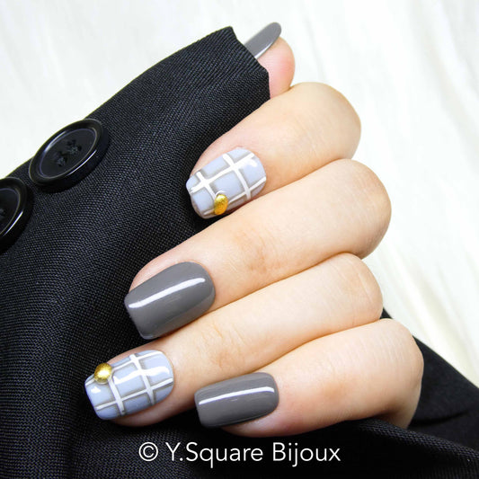 < Ashley > Y.Square Faux Ongles Fait Main Réutilisables