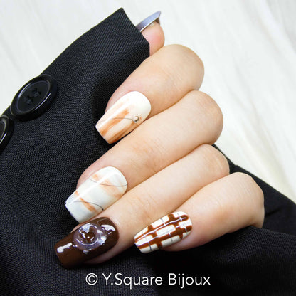<Caramel Salé> Y.Square Ongles Press On / Faux Ongles réutilisables