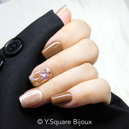<Châtaigne> Y.Square Ongles Press On / Faux Ongles réutilisables