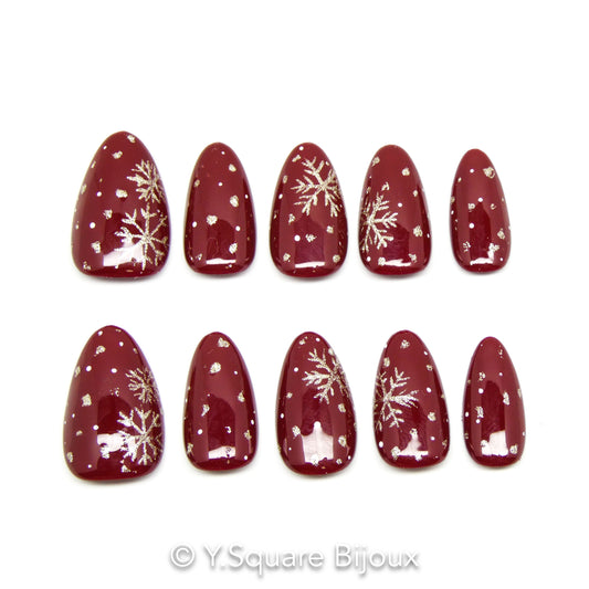 < Christmas Punch > Y.Square Faux Ongles Fait Main Réutilisables