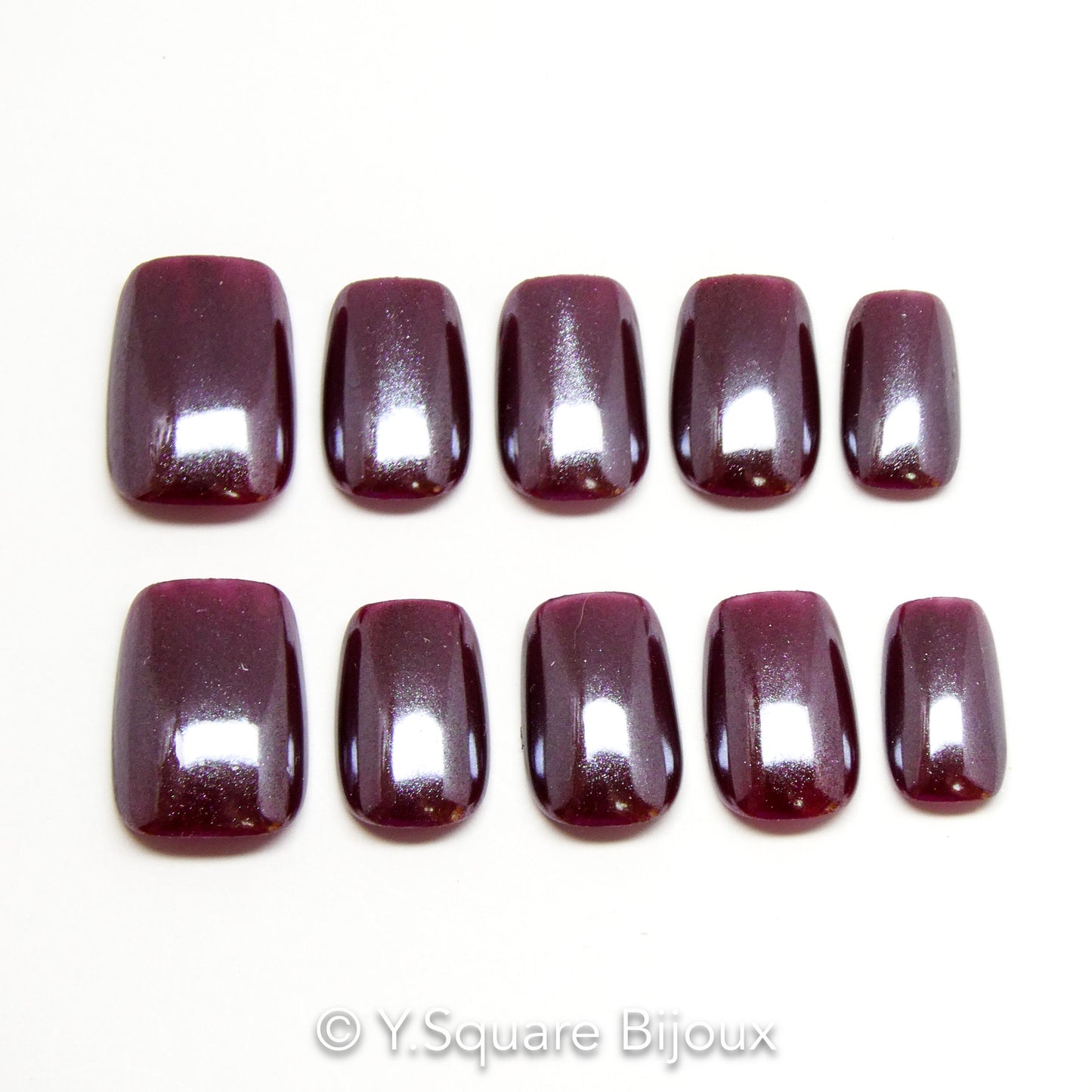 < Chrome Marron > Y.Square Faux Ongles Fait Main Réutilisables