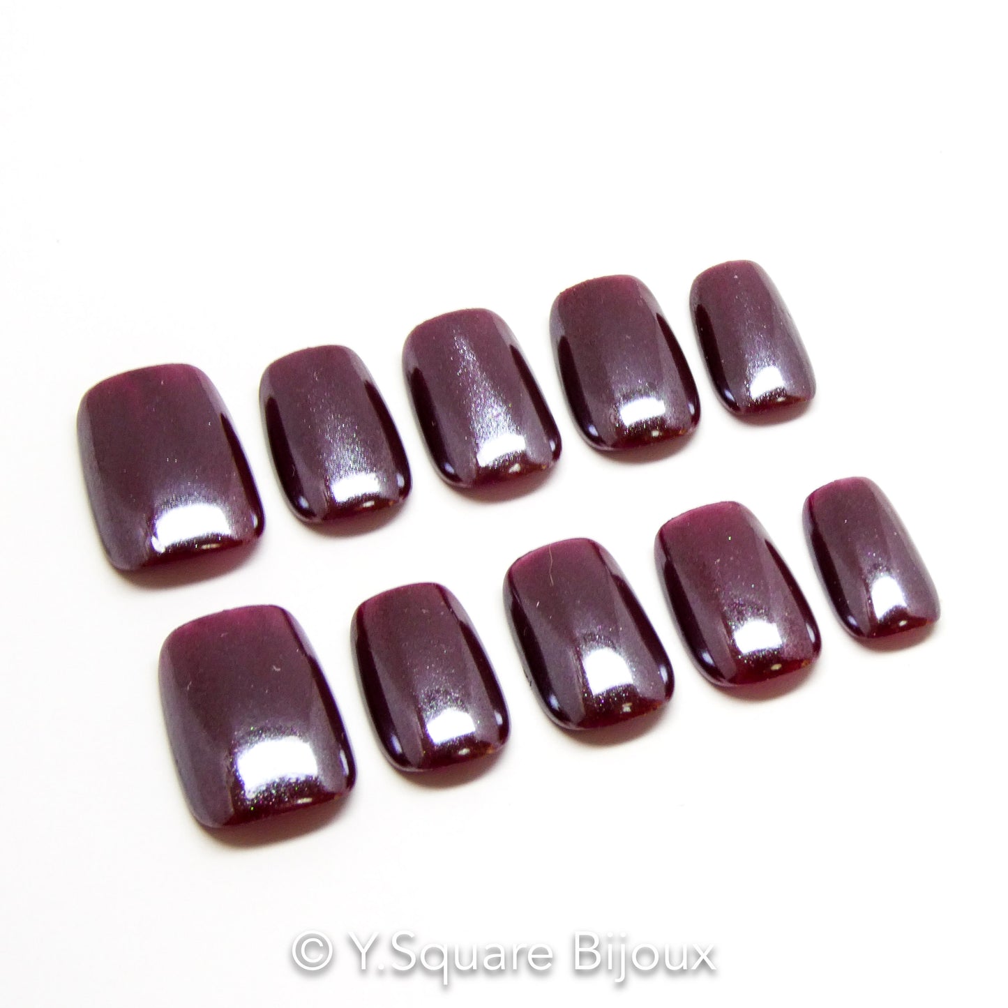 < Chrome Marron > Y.Square Faux Ongles Fait Main Réutilisables