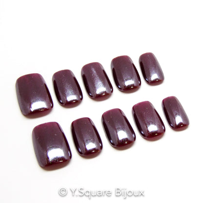 < Chrome Marron > Y.Square Faux Ongles Fait Main Réutilisables