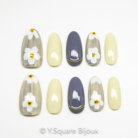 < Denim Usé > Y.Square Faux Ongles Fait Main Réutilisables