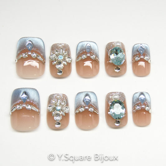 <Glacier> Y.Square Ongles Press On / Faux Ongles réutilisables