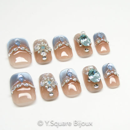 <Glacier> Y.Square Ongles Press On / Faux Ongles réutilisables