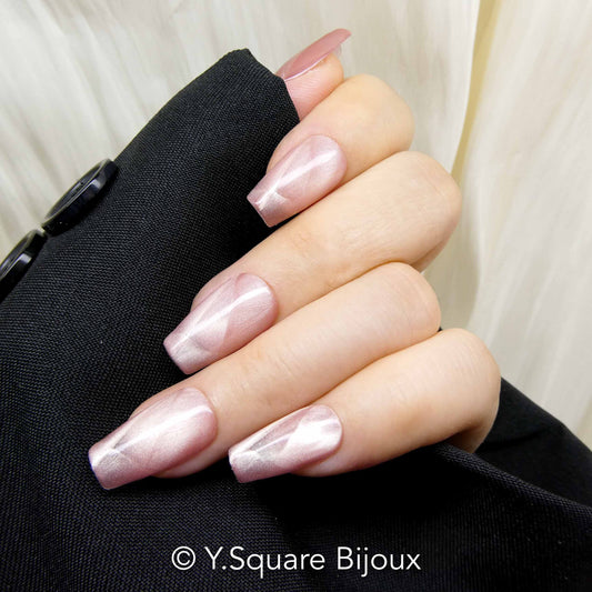 < Kaléidoscope Rose > Y.Square Faux Ongles Fait Main Réutilisables