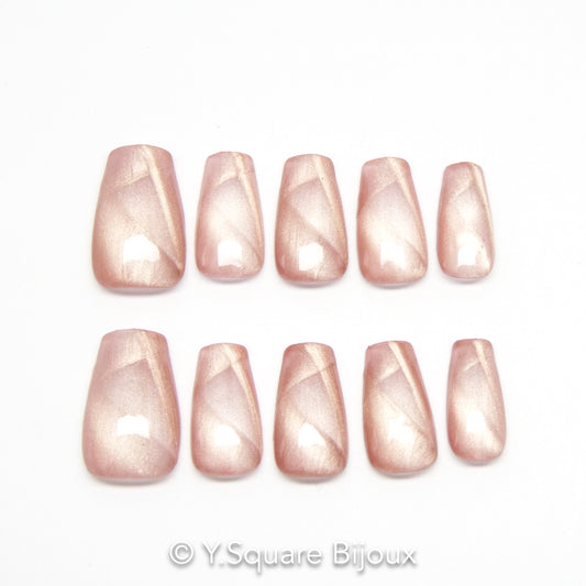 < Kaléidoscope Rose > Y.Square Faux Ongles Fait Main Réutilisables