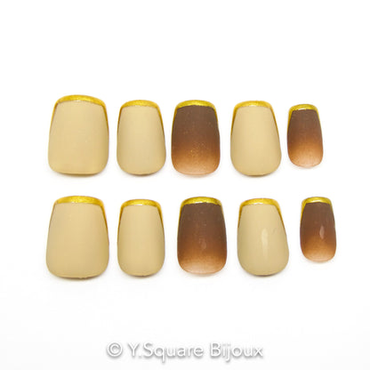 < Nonchalant > Y.Square Faux Ongles Fait Main Réutilisables