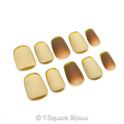 < Nonchalant > Y.Square Faux Ongles Fait Main Réutilisables