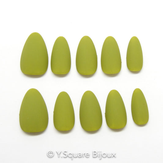< Olive > Y.Square Press On Nails / Faux Ongles Réutilisables