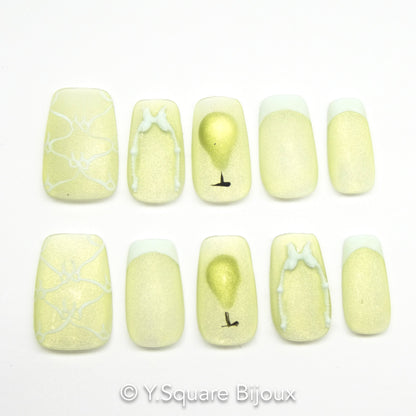 <Poire Glacée> Y.Square Ongles Press On / Faux Ongles réutilisables