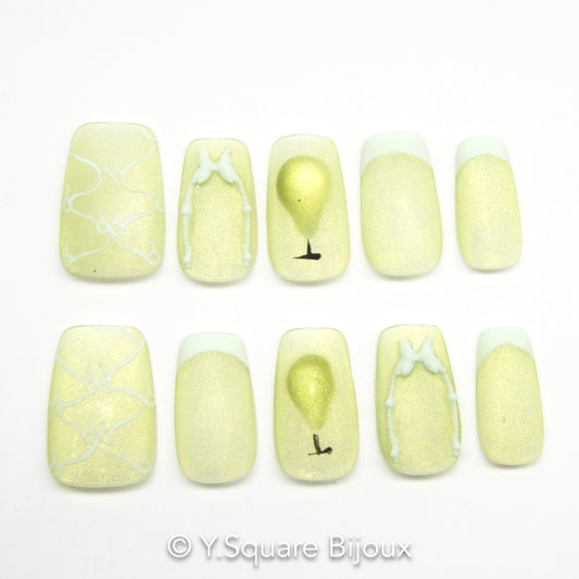 <Poire Glacée> Y.Square Ongles Press On / Faux Ongles réutilisables