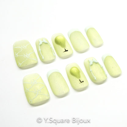 <Poire Glacée> Y.Square Ongles Press On / Faux Ongles réutilisables