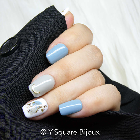 < Silver Lining  > Y.Square Press On Nails / Faux Ongles Réutilisables