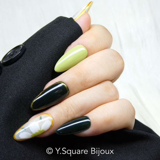 <Thé vert> Y.Square Ongles Press On / Faux Ongles réutilisables