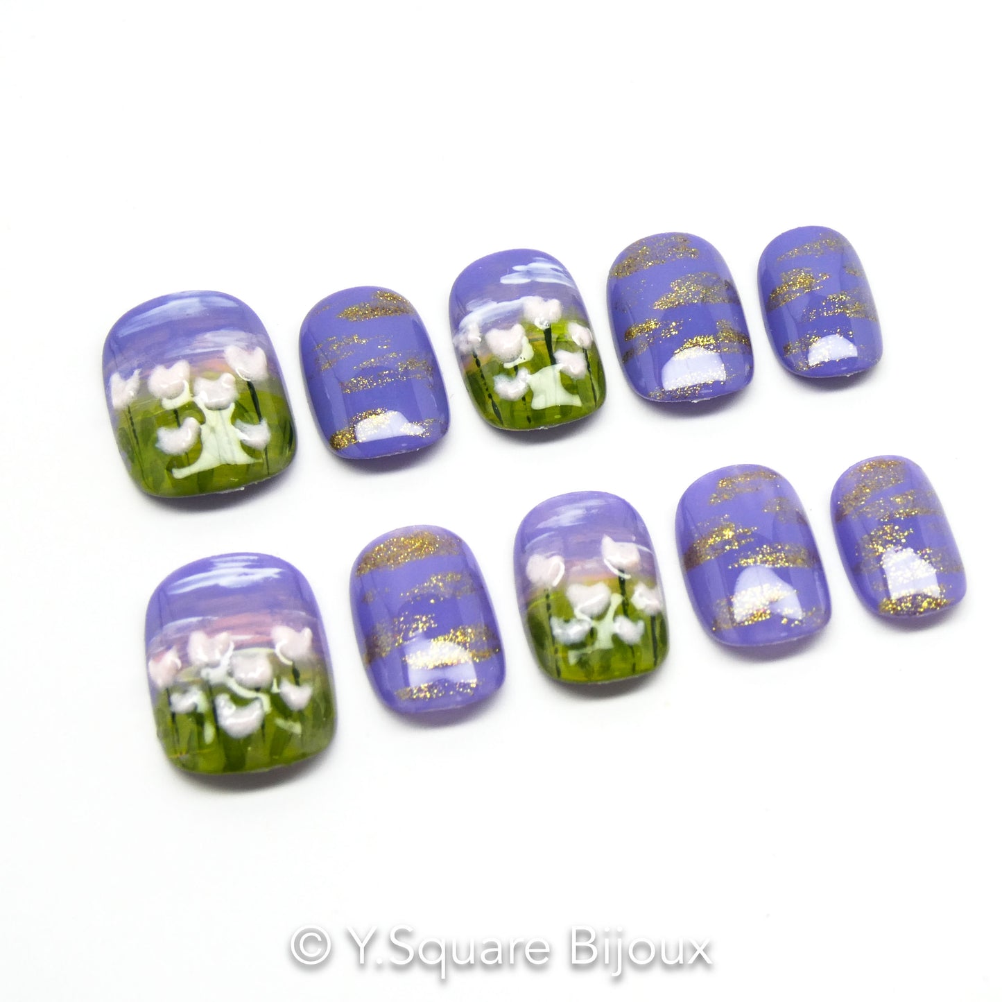 < Tulipes > Y.Square Press On Nails / Faux Ongles Réutilisables