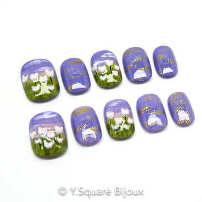< Tulipes > Y.Square Press On Nails / Faux Ongles Réutilisables