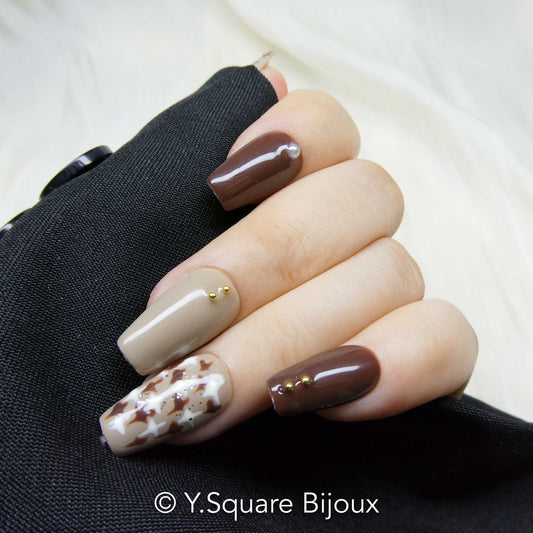 < Tweed > Y.Square Press On Nails / Faux Ongles Réutilisables